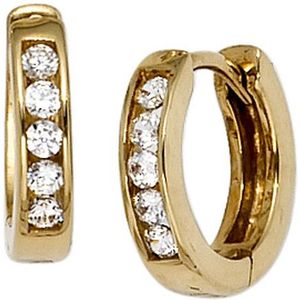 SIGO Creolen rund 333 Gold Gelbgold 10 Zirkonia Ohrringe Goldohrringe Goldcreolen