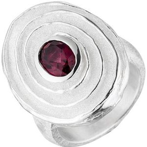 SIGO Damen Ring 925 Sterling Silber teil matt 1 Rhodolith Silberring