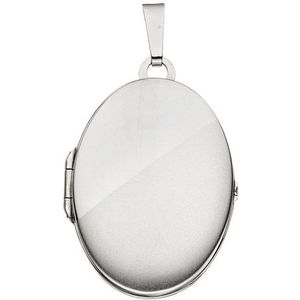 SIGO Medaillon oval 585 Gold Weißgold mattiert Anhänger zum Öffnen