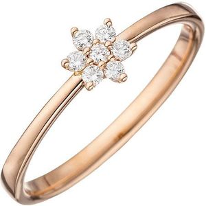 SIGO Damen Ring 585 Gold Rotgold 7 Diamanten Brillanten Diamantring Rotgoldring
