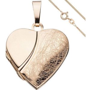 SIGO Medaillon Herz Anhänger zum Öffnen 925 Silber rosegold vergoldet mit Kette 45 cm