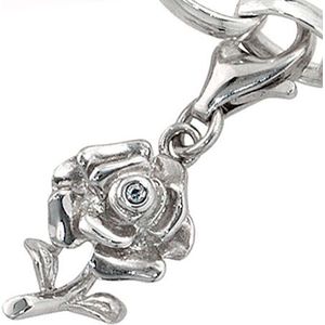 SIGO Einhänger Charm Rose 925 Sterling Silber rhodiniert 1 Zirkonia