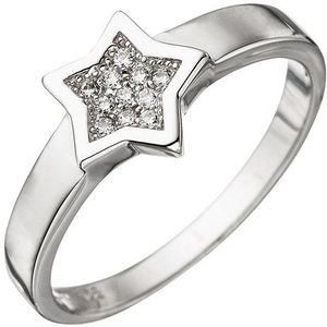 SIGO Damen Ring Stern 925 Sterling Silber mit Zirkonia Silberring