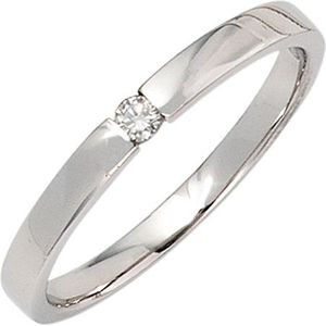 SIGO Damen Ring 585 Gold Weißgold 1 Diamant Brillant 0,05ct. Diamantring Weißgoldring