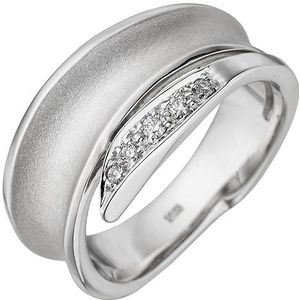 SIGO Damen Ring 585 Gold Weißgold teil matt 5 Diamanten Brillanten Diamantring