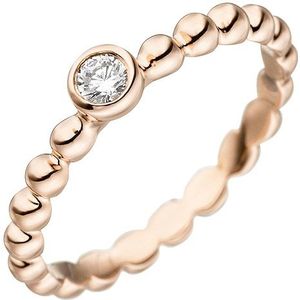 SIGO Damen Ring Kugel 925 Sterling Silber rotgold vergoldet 1 Zirkonia Kugelring