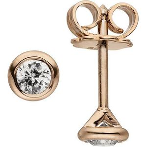 SIGO Ohrstecker rund 585 Gold Rotgold 2 Diamanten Brillanten 0,14 ct. Ohrringe
