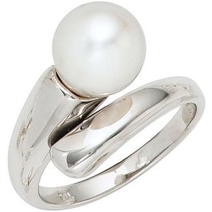 SIGO Damen Ring 925 Sterling Silber rhodiniert 1 Süßwasser Perle Perlenring