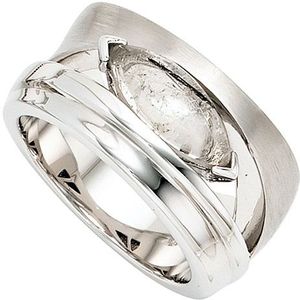 SIGO Damen Ring breit 925 Sterling Silber rhodiniert mattiert 1 Turmalinquarz