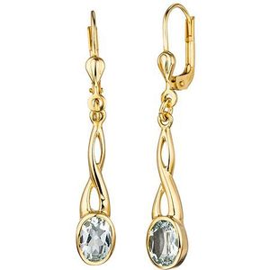 SIGO Boutons 585 Gold Gelbgold 2 Aquamarine helllbau blau Ohrringe Ohrhänger