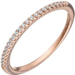 SIGO Damen Ring schmal 925 Sterling Silber rotgold vergoldet mit Zirkonia