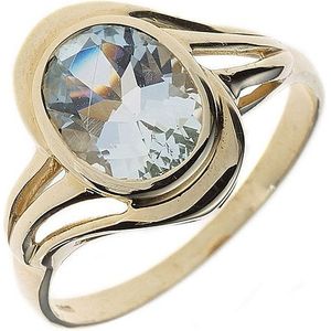 SIGO Damen Ring 585 Gold Gelbgold 1 Aquamarin hellblau blau Goldring