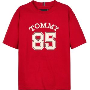 Tommy Hilfiger Mesh Varsity Short Sleeve T-shirt Rood 14 Years Meisje
