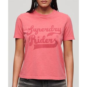 Superdry Archive Kiss Print Relaxed Short Sleeve T-shirt Roze L Vrouw