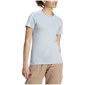 Adidas Essentials Slim 3 Stripes Short Sleeve T-shirt Beige S / Regular Vrouw