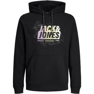 Jack & Jones Map Summer Logo Plus Size Hoodie Zwart 4XL Man