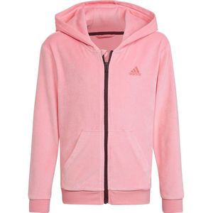 Adidas Lounge Velour Full Zip Sweatshirt Roze 9-10 Years