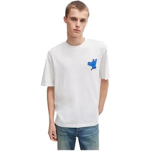 Hugo Nollico 10262283 Blue T-shirt Met Korte Mouwen Wit Man