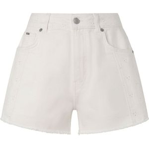 Pepe Jeans A-line Anglaise Fit Denim Shorts Wit 32 Vrouw