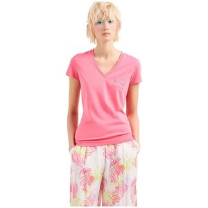 Armani Exchange 3dyt62 Short Sleeve V Neck T-shirt Roze 2XL Vrouw