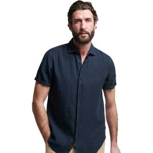 Superdry Studios Casual Linen Short Sleeve T-shirt Blauw M Man