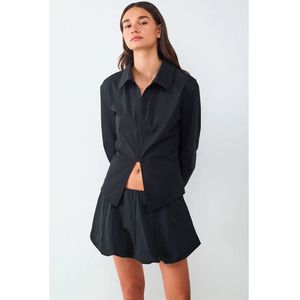 Balmohk Poplin Zipper Overhemd Met Lange Mouwen