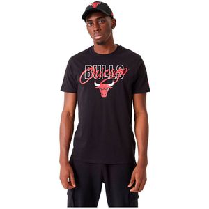 New Era Chicago Bulls Script Short Sleeve T-shirt Zwart S Man