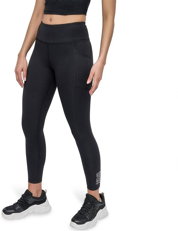 DKNY - Rhinestone Stacked Logo - 7/8 High Waist Leggings - Zwart