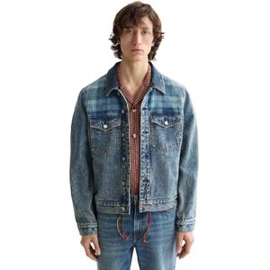 Scotch & Soda Contrast Check Panelling Spijkerjas