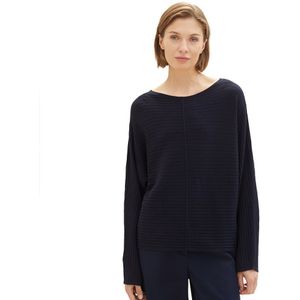 Tom Tailor 1037737 Knit Structured Batwing Sweater Blauw M Vrouw