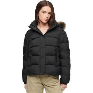 Superdry Faux Fur Puffer Jacket Zwart XL Vrouw