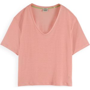 Scotch & Soda Soft Short Sleeve V Neck T-shirt Roze M Vrouw