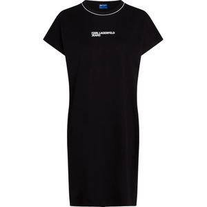 Karl Lagerfeld - A3W13044 - Drapey Jurk - Zwart - Korte Mouwen - Biologisch Katoen