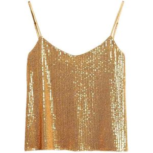 Superdry Sequin Cami Sleeveless T-shirt Goud M Vrouw