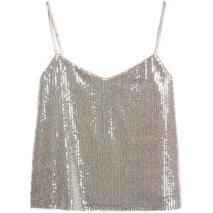 Superdry Sequin Cami Sleeveless T-shirt Zilver S Vrouw