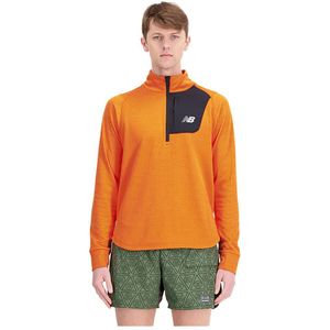 New Balance Nb Heat Grid Half Zip Sweatshirt Oranje M Man