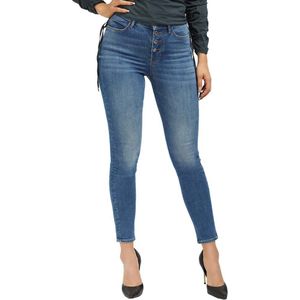 Guess 1981 Exposed Button Jeans Blauw 32 Vrouw