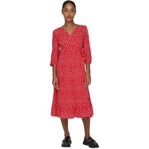 Only Olivia Wrap Midi 3/4 Sleeve Dress Rood S Vrouw