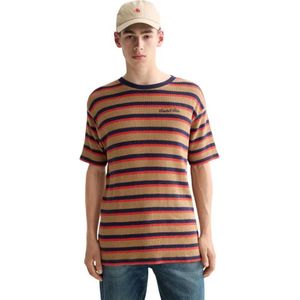 Scotch & Soda Relaxed Fit Chunky Waffle Stripe T-shirt Met Korte Mouwen