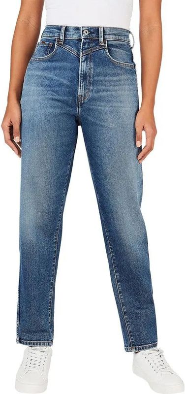Pepe Jeans - Rachel - Damesjeans - Medium Blauw - Hoge Taille - Taps Toelopende Pijp