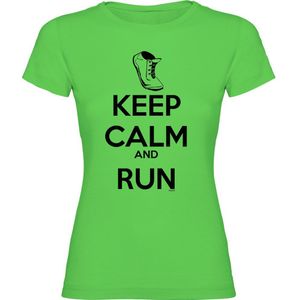 Kruskis Keep Calm And Run Short Sleeve T-shirt Groen XL Vrouw