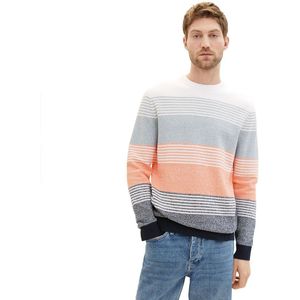 Tom Tailor Structured Colorblock Sweater Oranje XL Man