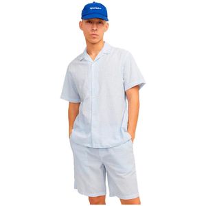 Shirt - Seersucker - Lichtgrijs - 65% Polyester 35% Katoen