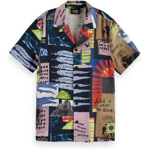 Scotch & Soda All Over Printed Overhemd Met Korte Mouwen