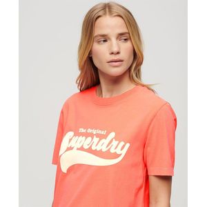 Superdry Retro Flock Relaxed Short Sleeve T-shirt Rood XS Vrouw