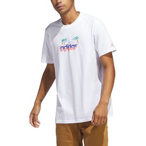 Adidas Lin Short Sleeve T-shirt Wit L / Regular Man