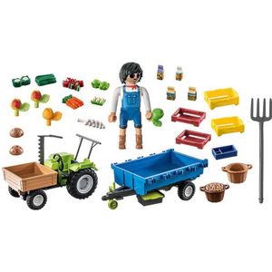 Playmobil Tractor With Trailer Zilver