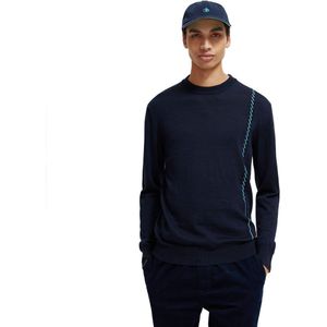Scotch & Soda Contrast-trimmed Merino Wool Crew Neck Sweater Blauw L Man