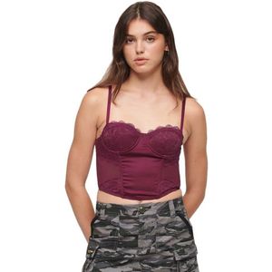 Superdry Lace Satin Corset Sleeveless T-shirt Paars XS Vrouw