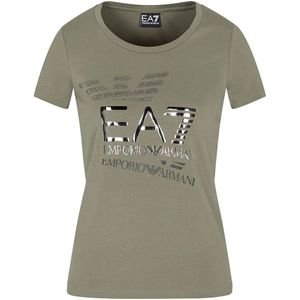 Ea7 Emporio Armani Train Logo Series Eagle Metallic Crossover T-shirt Met Korte Mouwen